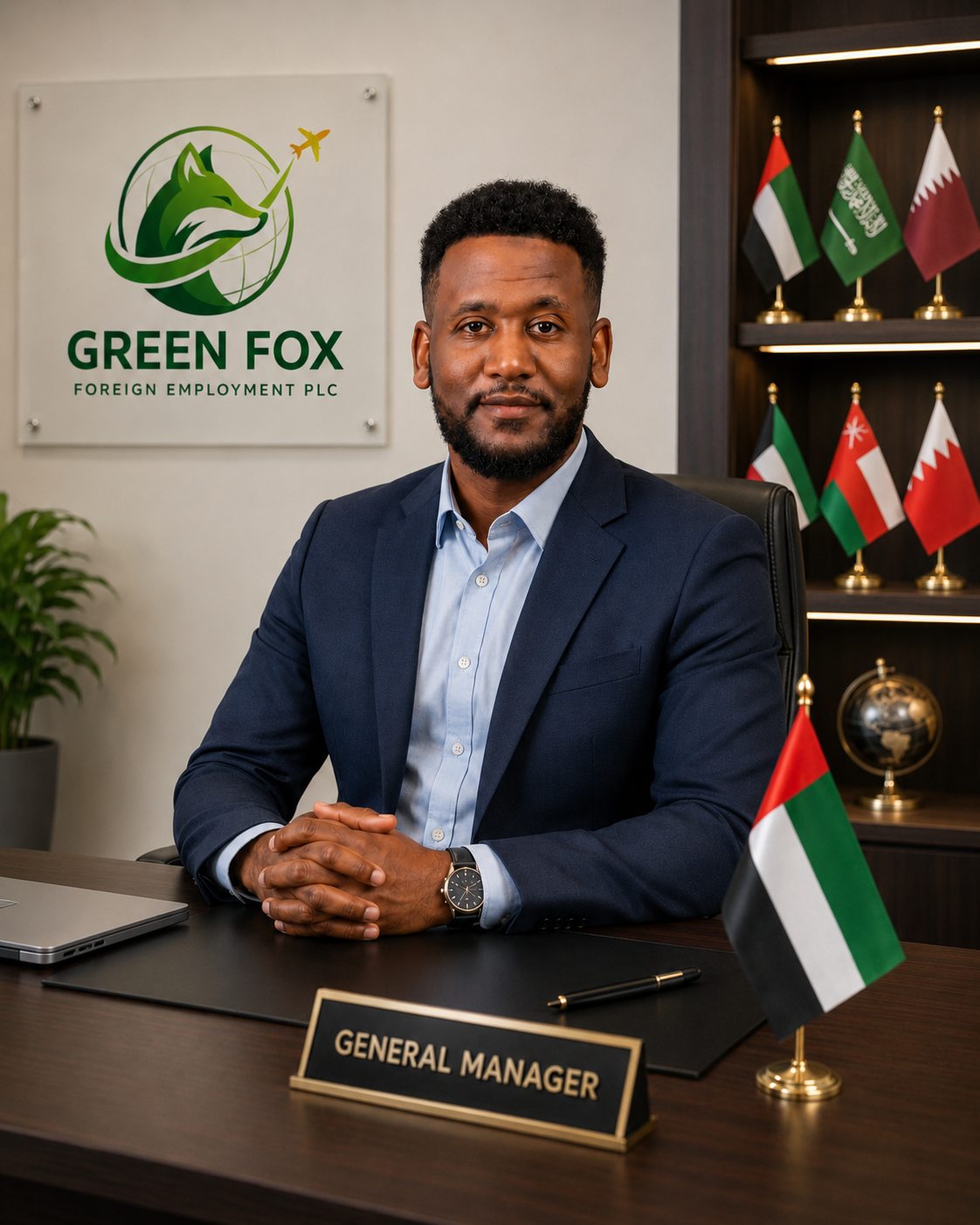 GREEN FOX Managing Director at his desk